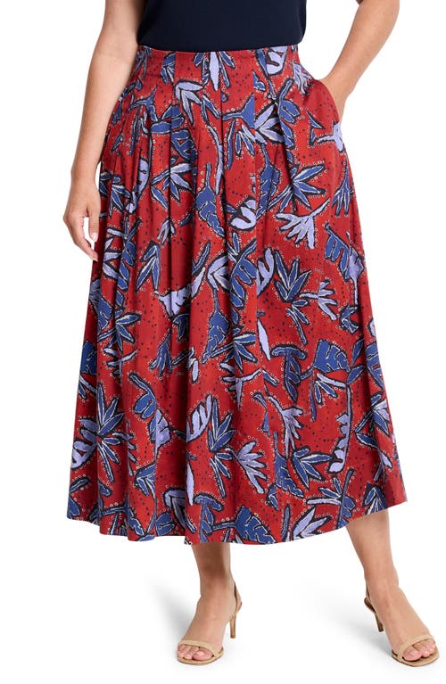 Shop Nic + Zoe Nic+zoe Autumn Leaves Pleated Skirt In Red Multi