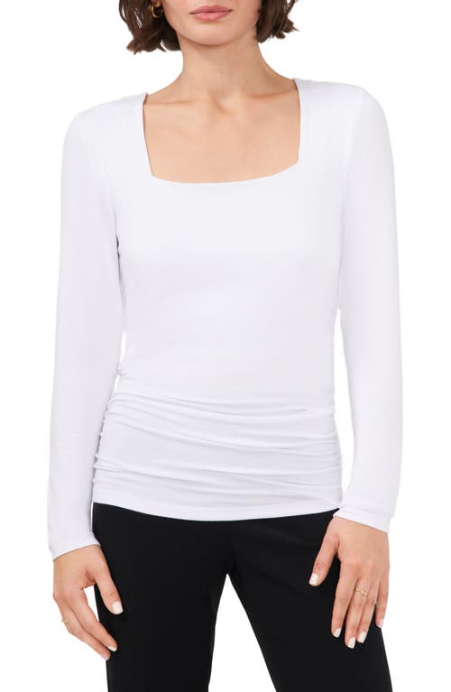halogen(r) Ruched Square Neck Top in Bright White