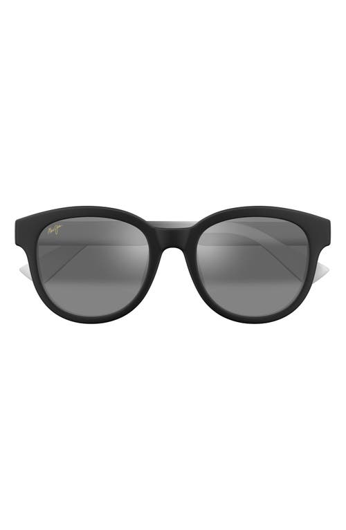 Maui Jim Ihupani Af 53mm Polarizedplus2® Round Sunglasses In Black/neutral Grey