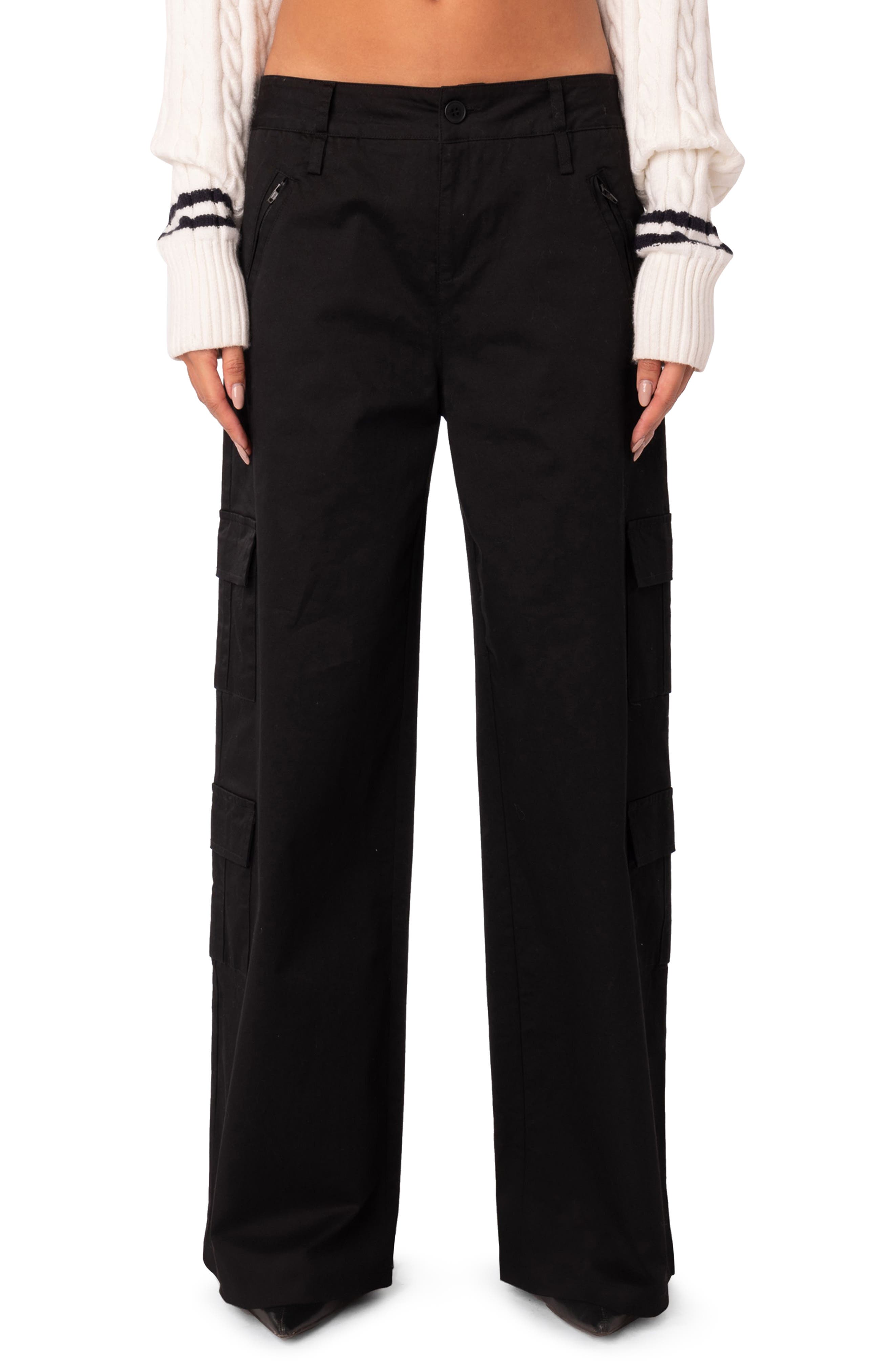 pockets zipper design ruched coat & cargo pants sets