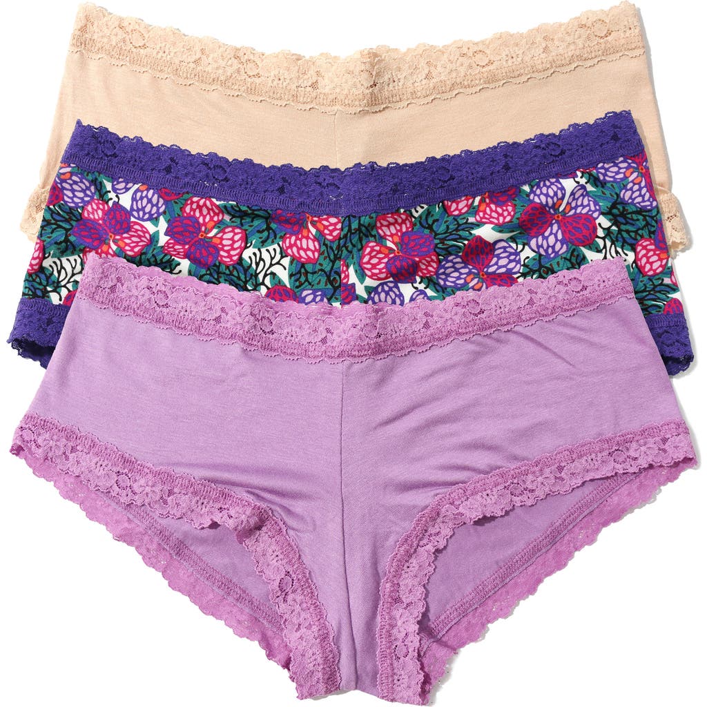 Hanky Panky Dream Assorted 3-pack Boyshorts In Chai/lemon/berry Pie