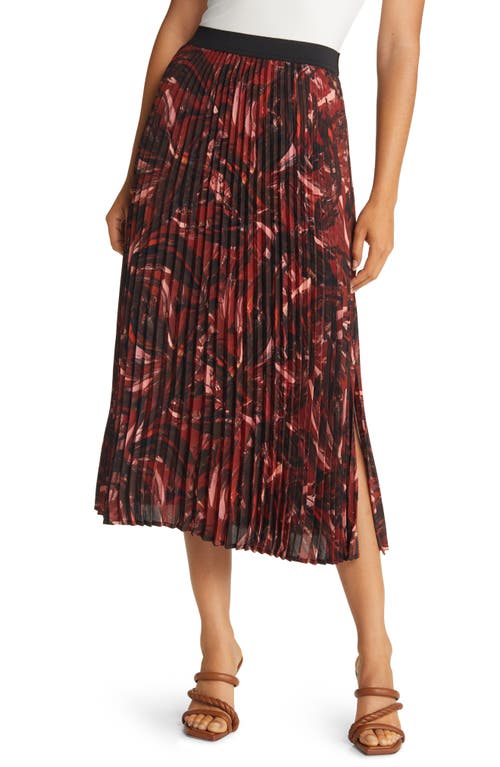 halogen(r) Pleated Skirt in Burgundy- Rust Palette Brush