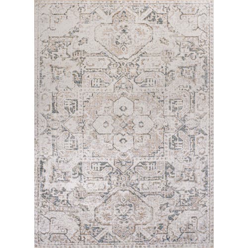 Shop Jonathan Y Edith Distressed Medallion Low-pile Machine-washable Area Rug In Cream/light Gray