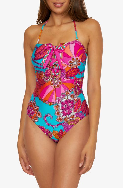 Shop Trina Turk Meliani One-piece Swimsuit In Blue/pink Multi