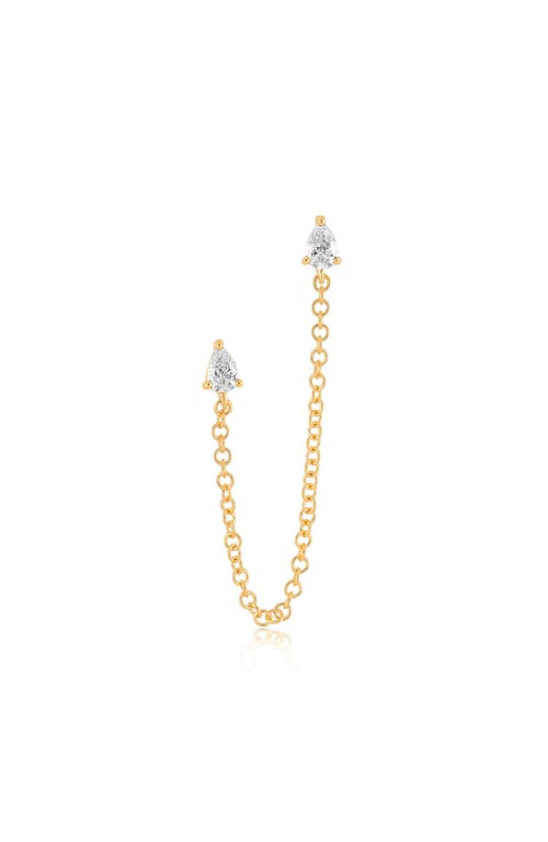 EF Collection Single Pear Diamond Double Stud Earring in 14K Yellow Gold at Nordstrom