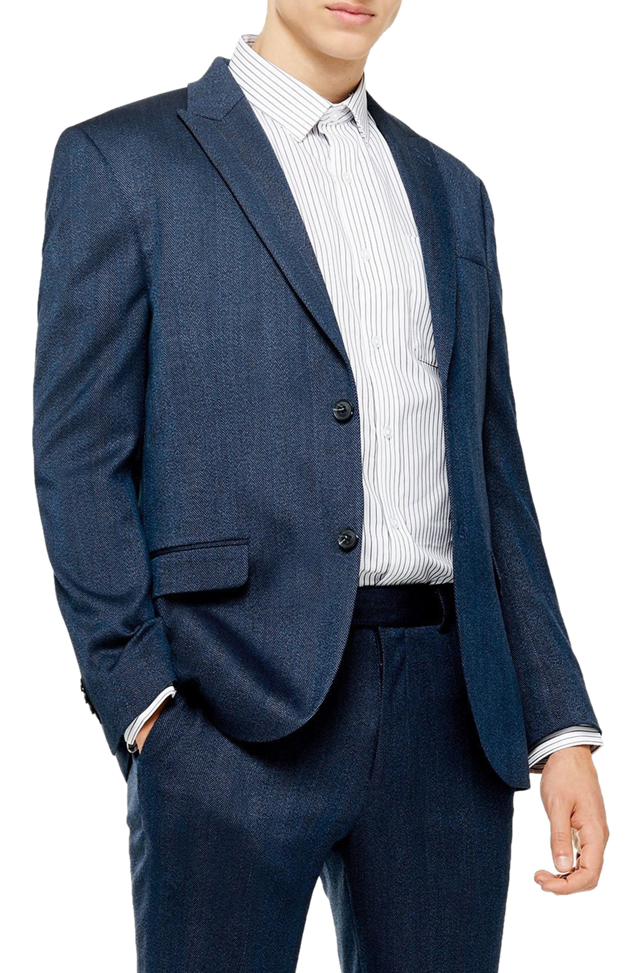 Topman Slim Fit Herringbone Suit Jacket Nordstrom