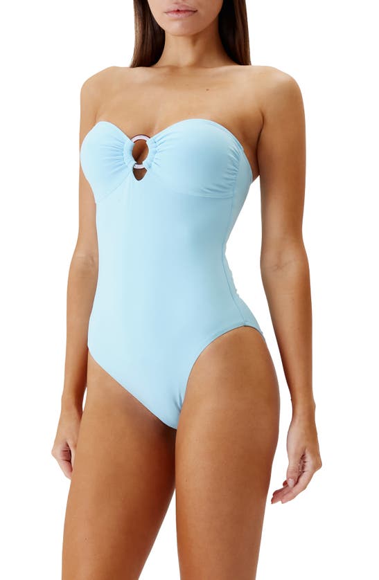 Shop Melissa Odabash Barbuda O-ring Strapless One-piece Swimsuit In Sky