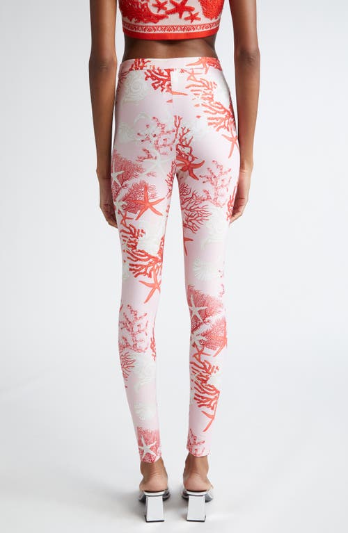 Shop Versace Holiday Print High Waist Leggings In Dusty Rose Coral Bone