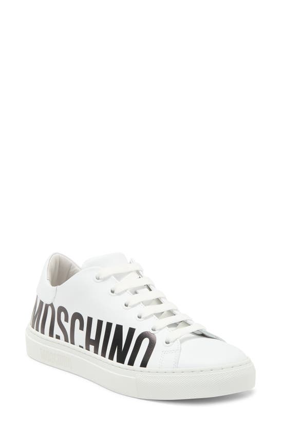 Shop Moschino Logo Low Top Sneaker In White Black Logo