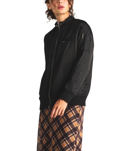Members Only Washed Satin Boyfriend Jacket In Black