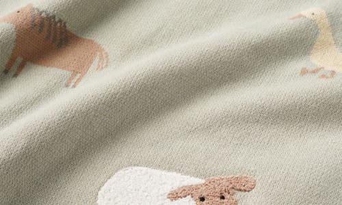 Elegant Baby On The Farm Cotton Knit Blanket In Sage