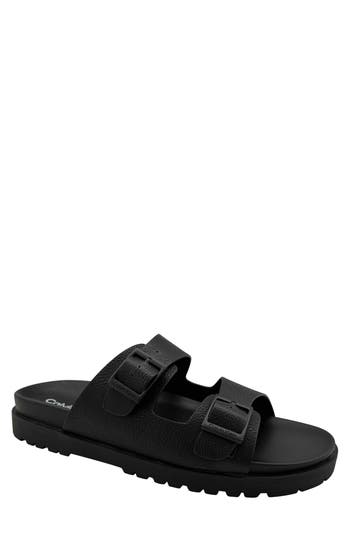 Calvin Klein Double Bar Sandals In Black