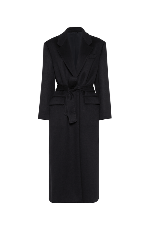 Shop Brunello Cucinelli Hand-crafted Cashmere Beaver Double Cloth Coat With Monili In Black