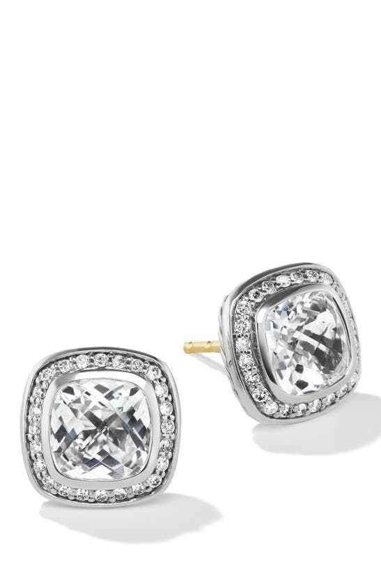David Yurman Albion® Earrings With Prasiolite And Diamonds, 7mm In Garnet