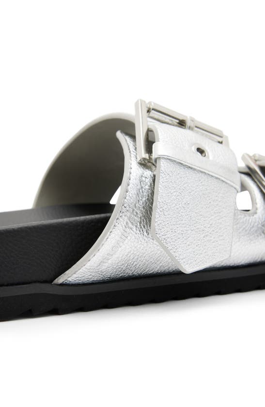 Shop Allsaints Sian Slide Sandal In Metallic Silver