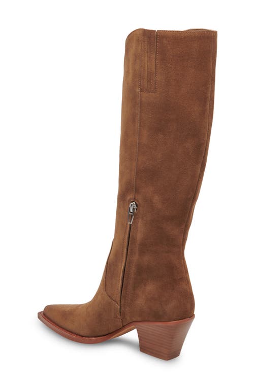 Shop Dolce Vita Raj Pointed Toe Knee High Boot In Brown Suede