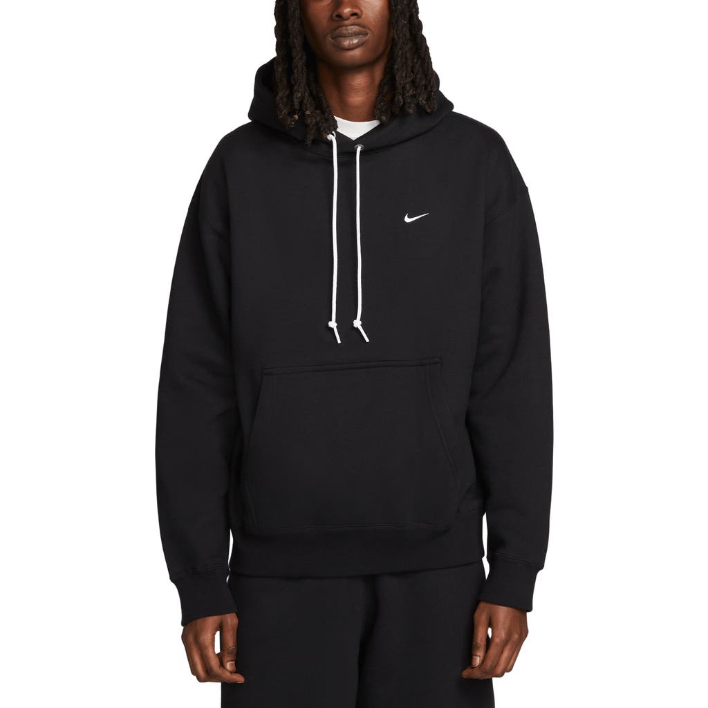 Nike Solo Swoosh Fleece Hoodie In Black/white
