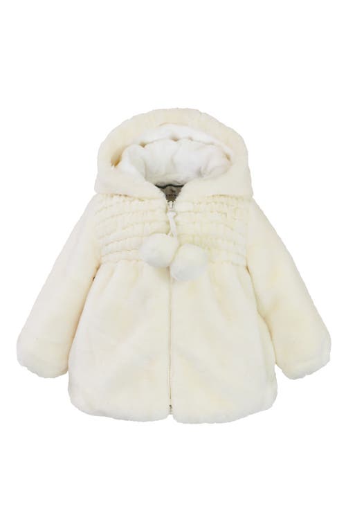 Widgeon Kids' Smocked Faux Fur Jacket in Vanilla Puff 