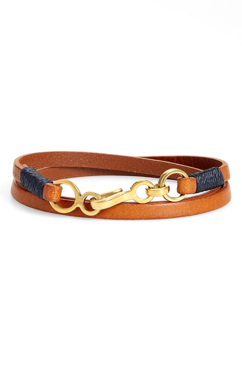 CAPUTO & CO. Leather Wrap Bracelet, Main, color, TAN