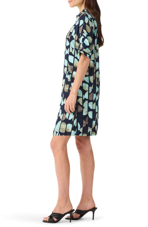 Shop Nic + Zoe Nic+zoe Devon Circle Sequence Shirtdress In Aqua Multi