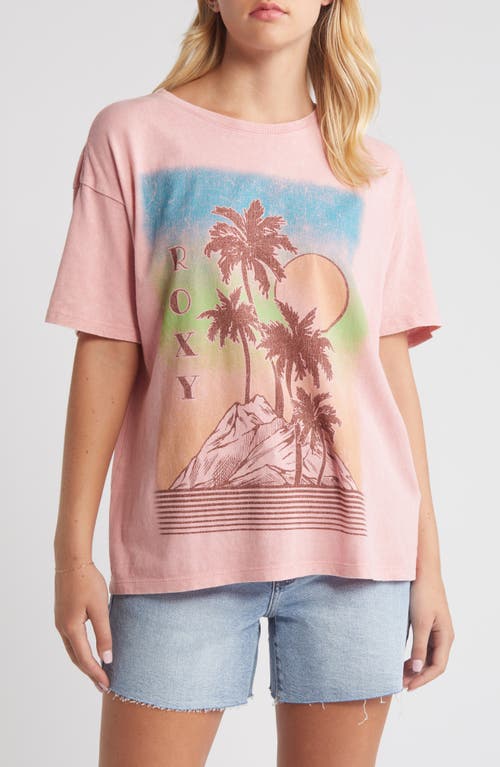 Roxy Palms Oversize Cotton Graphic T-shirt In Mauve Glow