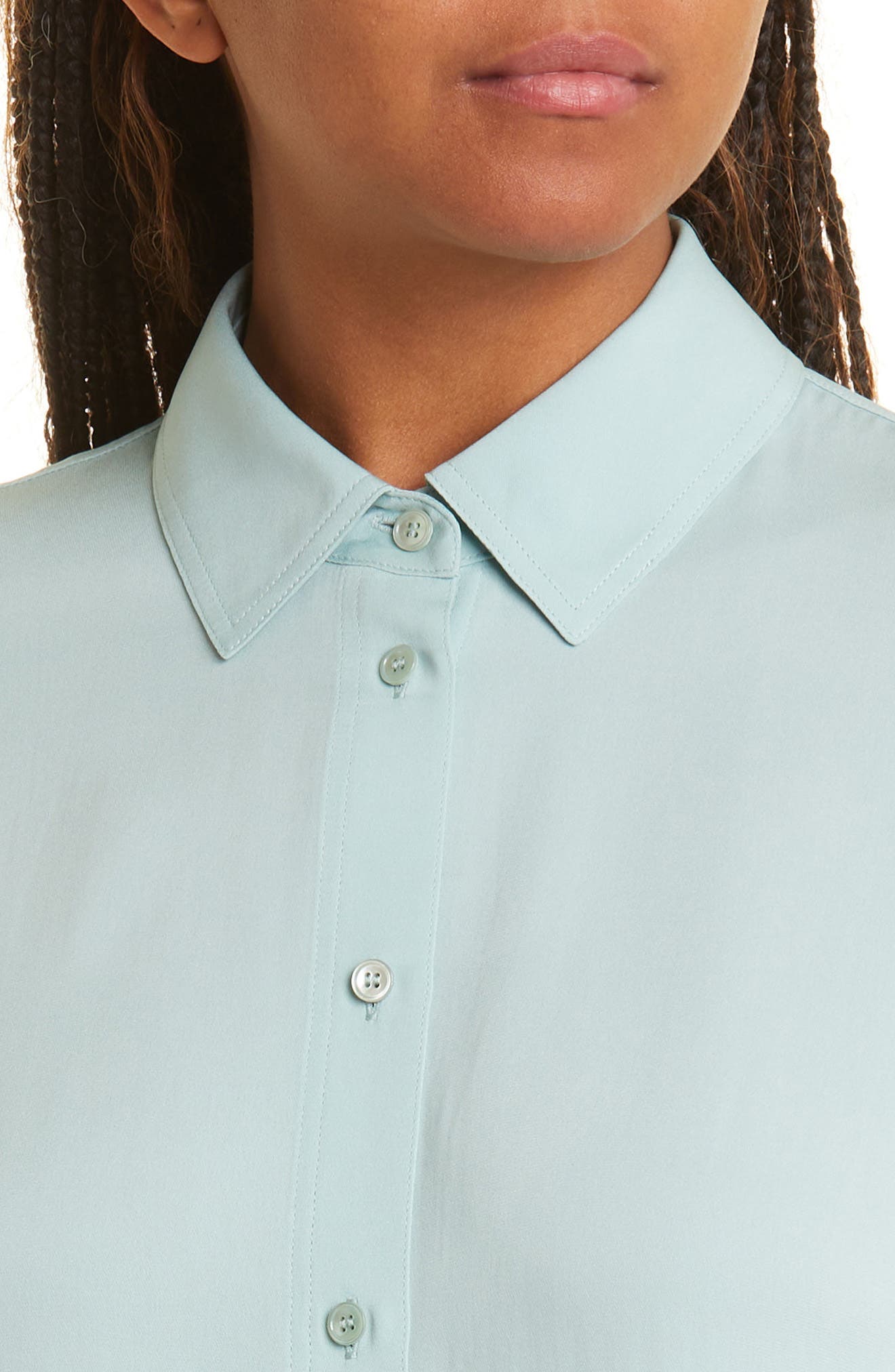 Vince Slim Fit Stretch Silk Button-Up 