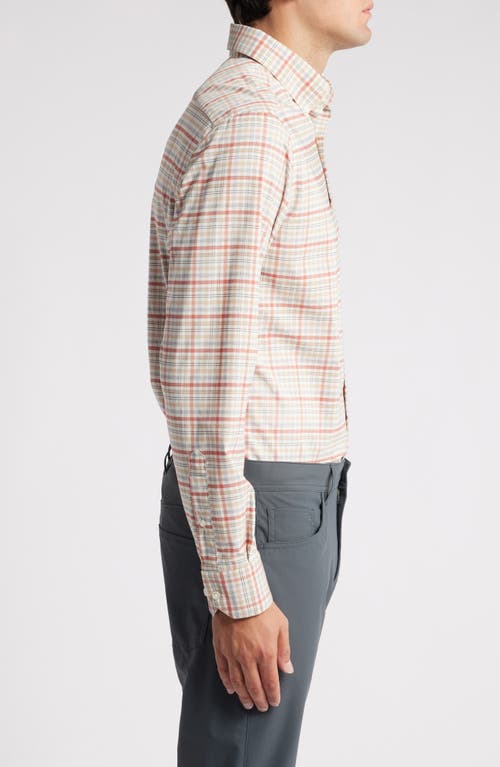 Shop Scott Barber Mélange Plaid Stretch Button-down Shirt In Spice