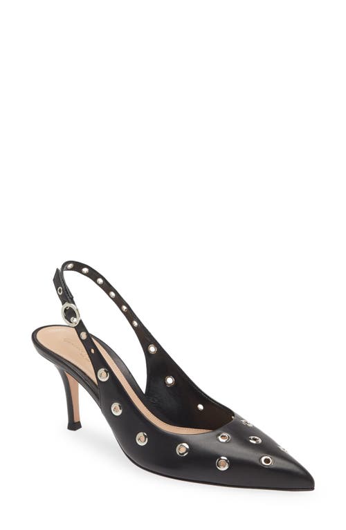 Gianvito Rossi Grommet Detail Pointed Toe Pump Black at Nordstrom,
