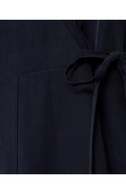 Mango Halter Jumpsuit With Bow Detail Black In Dark Navy