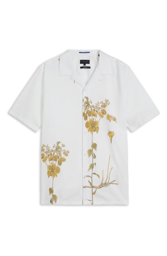 Shop Ted Baker London Bedmon Floral Short Sleeve Button-up Shirt In White