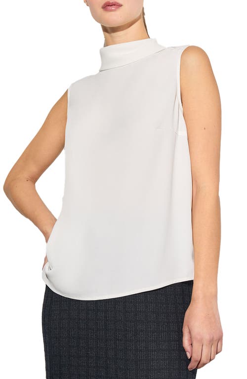 Ming Wang Turtleneck Crêpe de Chine Shell Top in White 