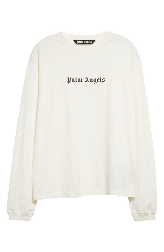 Palm Angels "classic Logo" Merino Wool And Cashmere Sweater In Off White Black