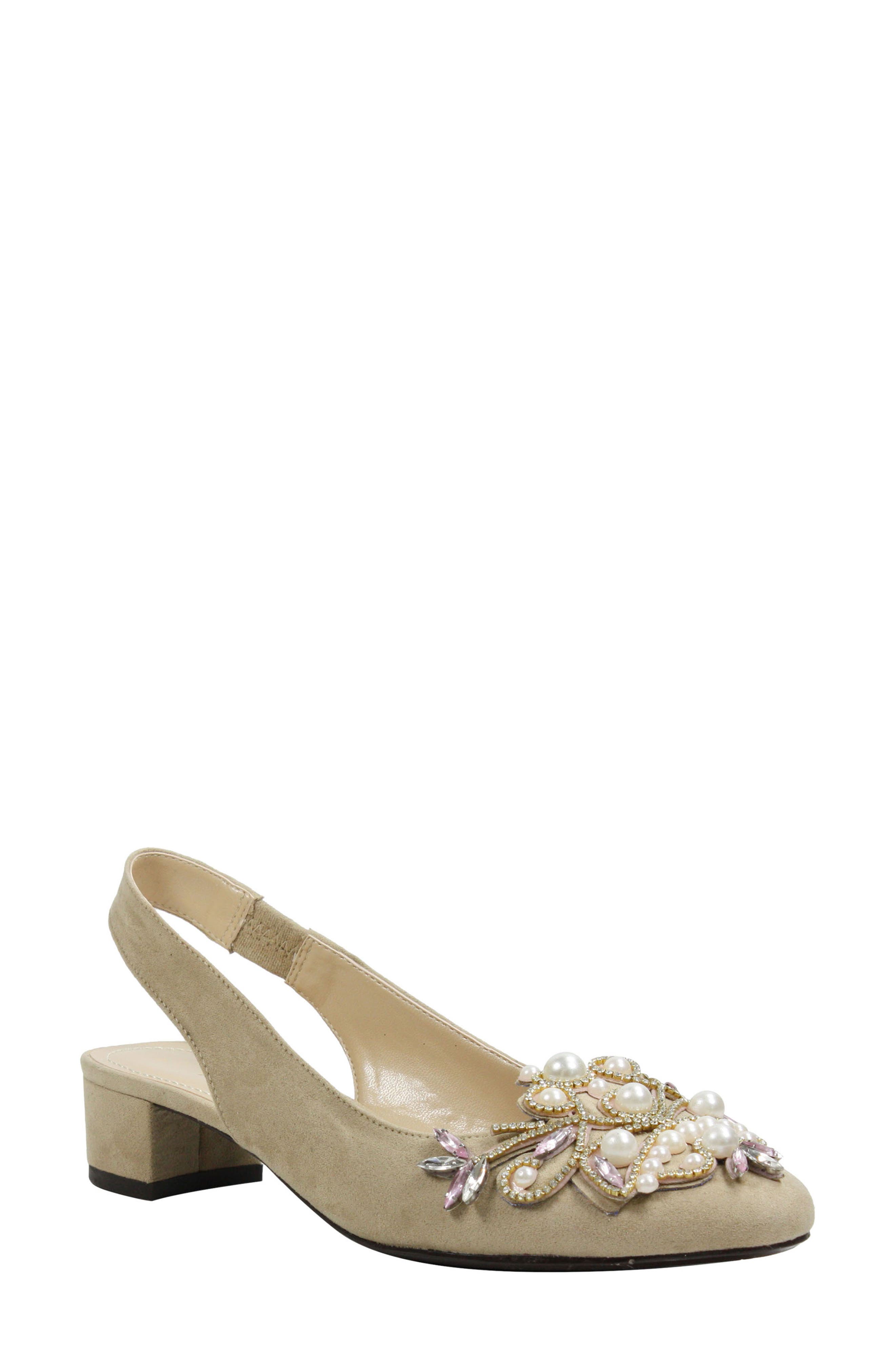 J. Renee Delroy Embellished Slingback Pump B - Beige