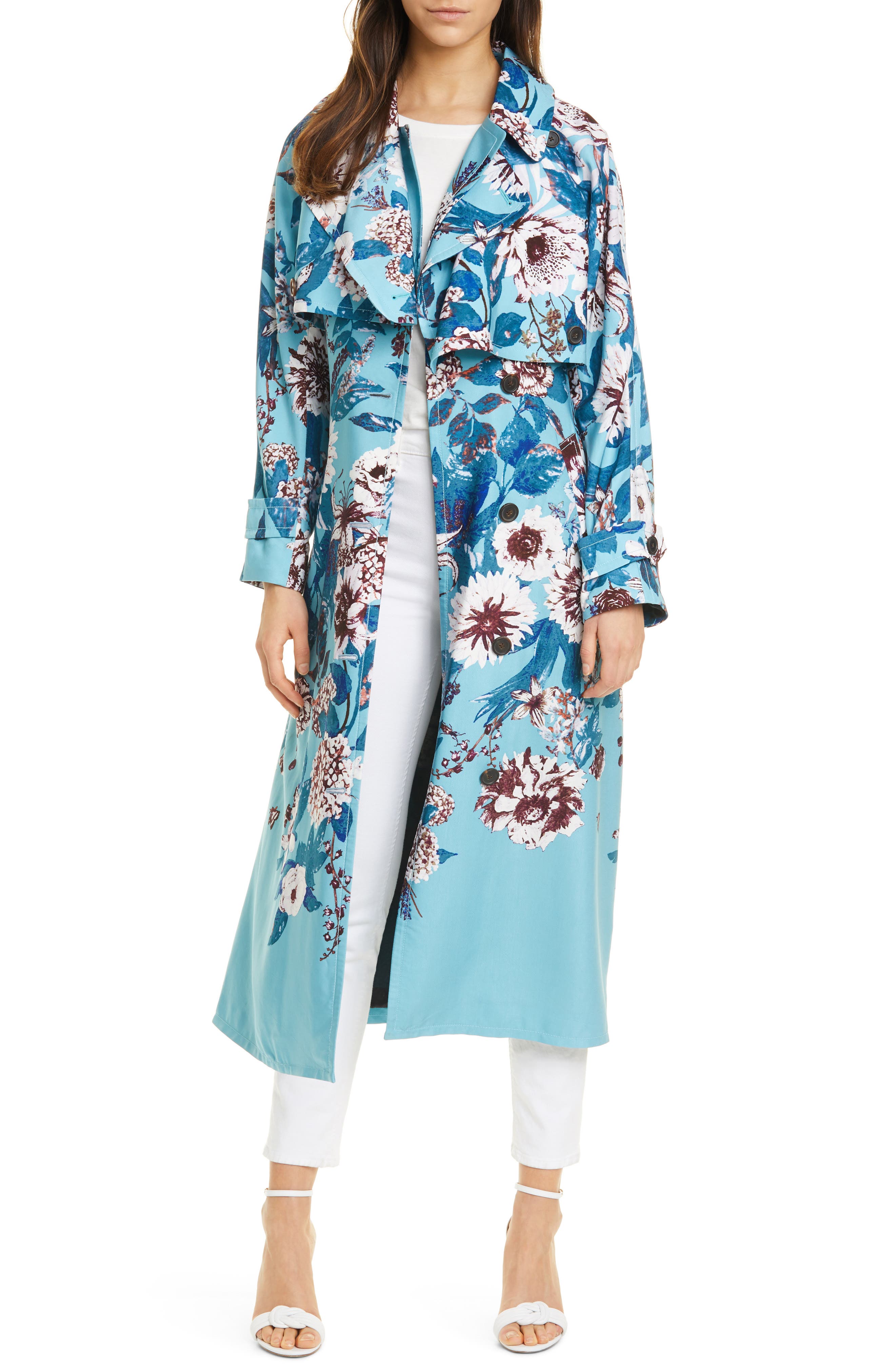 floral trench coat