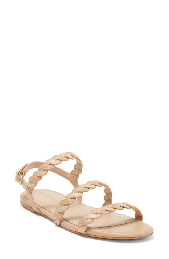 Stuart Weitzman Twistie Flat Sandal In Golden Beige