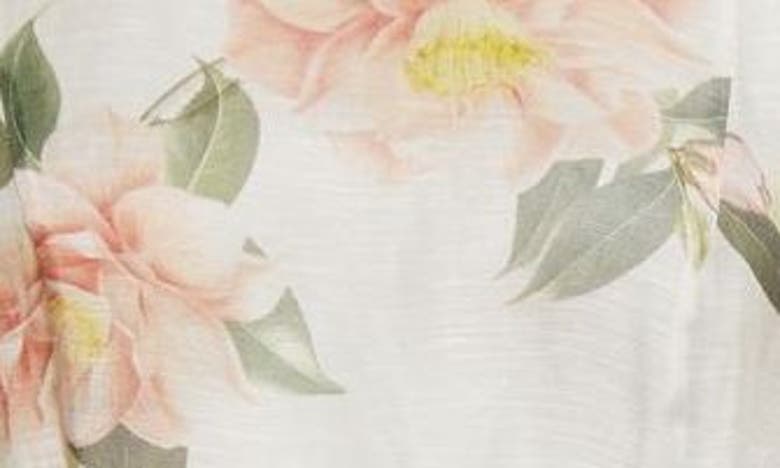 Shop Zimmermann Natura Liftoff Floral Linen & Silk Organza Midi Dress In Ivory Camellia
