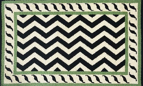 R16 Home Chevron Border Indoor/outdoor Doormat In Black White