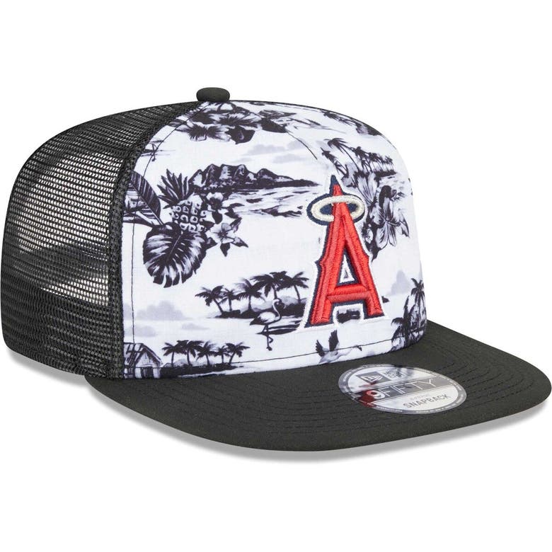 Los Angeles Angels New Era Vacay Trucker 9FIFTY Snapback Hat - White/Red