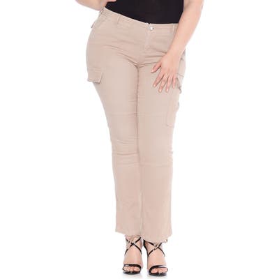 Plus Size Slink Jeans Twill Cargo Pants, Beige