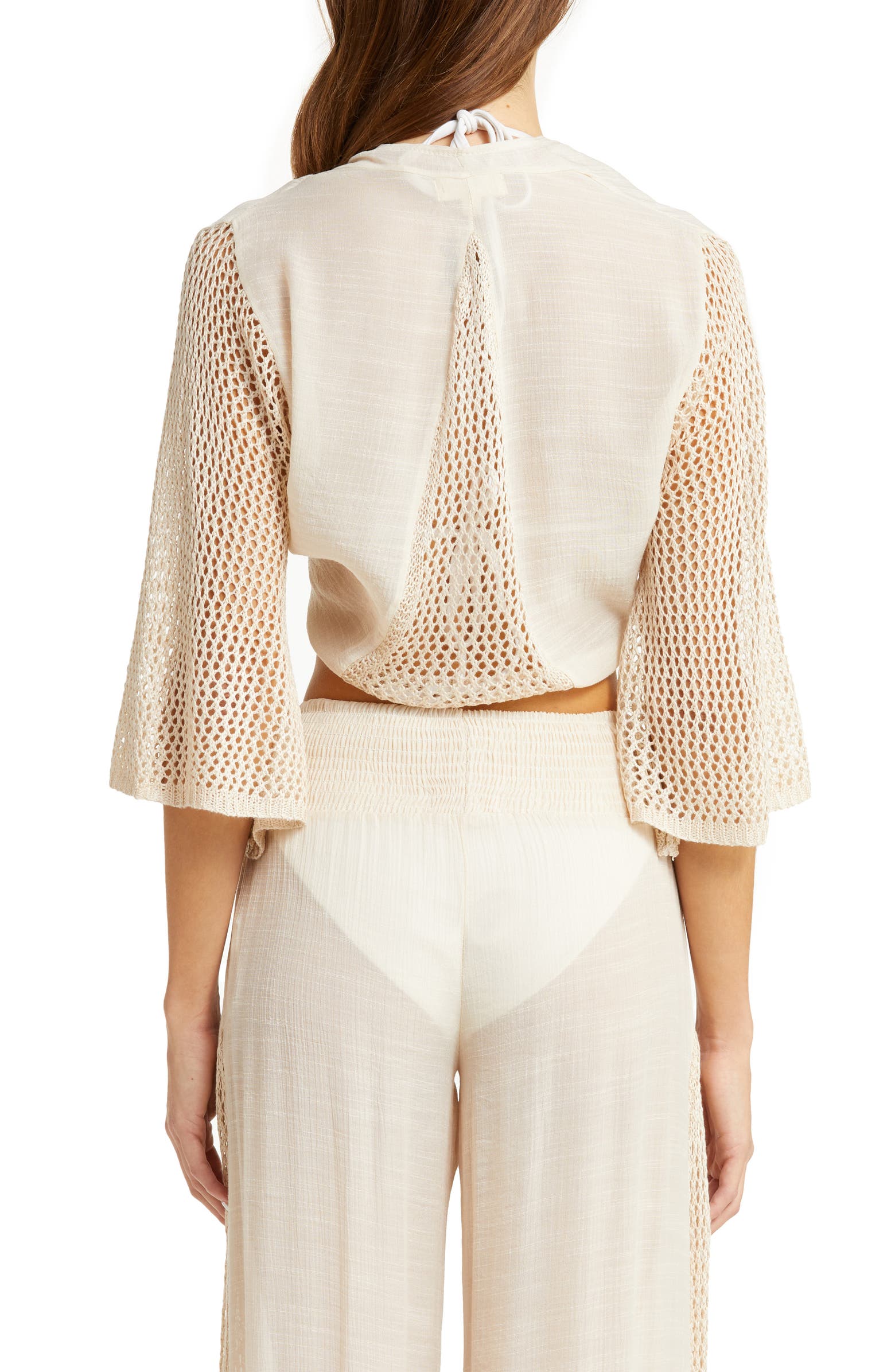 Elan Crochet Tie Front CoverUp Top Nordstrom