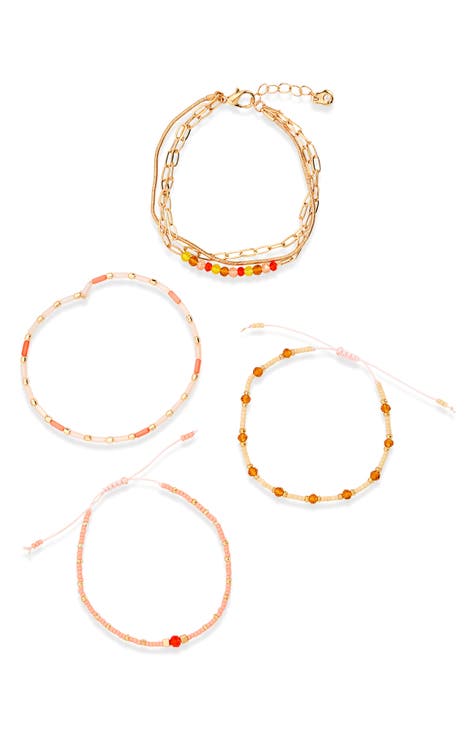 Four-Piece Chain & Bead Bracelet Set