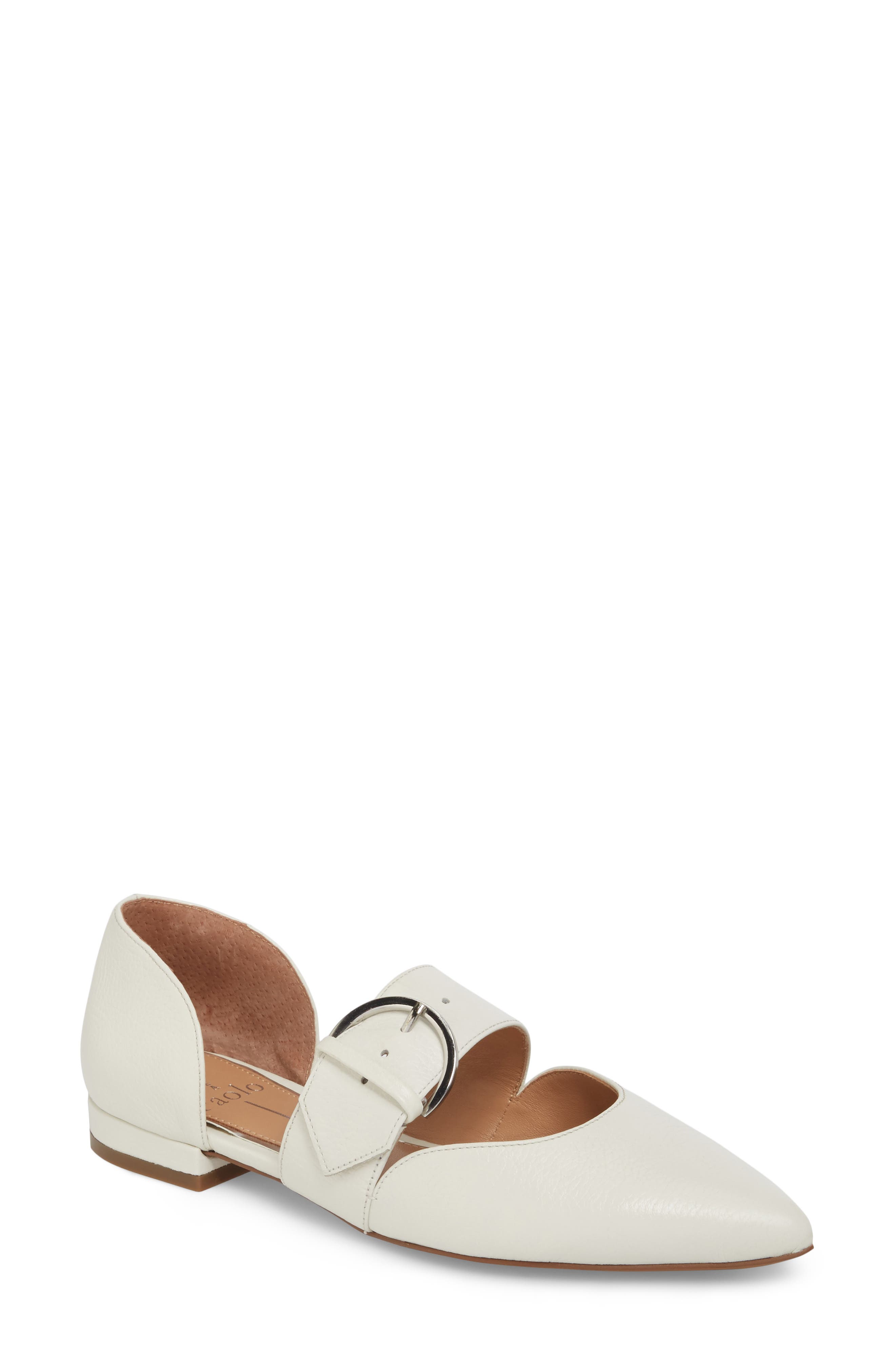 Linea Paolo Dean Pointy Toe Flat, White