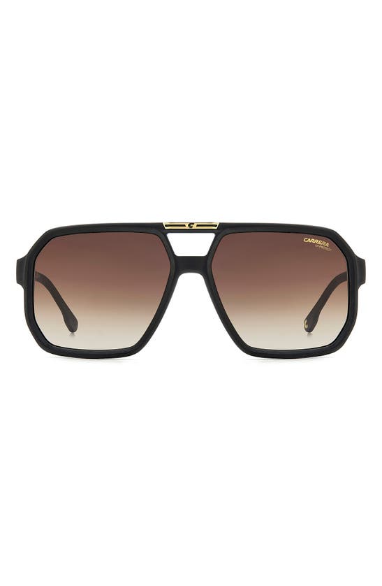 Shop Carrera Eyewear Victory 60mm Gradient Aviator Sunglasses In Matte Black/ Brown Shaded Ar