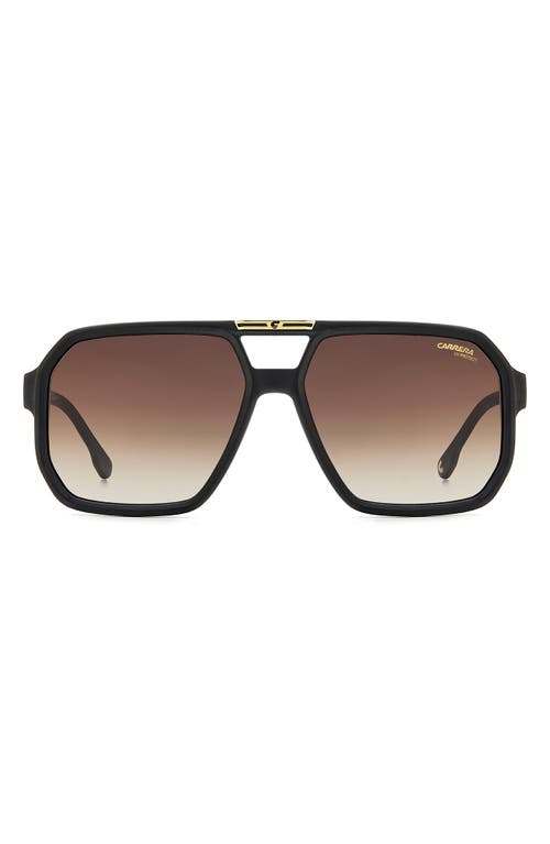 Carrera Eyewear Victory 60mm Gradient Aviator Sunglasses In Matte Black/brown Shaded Ar