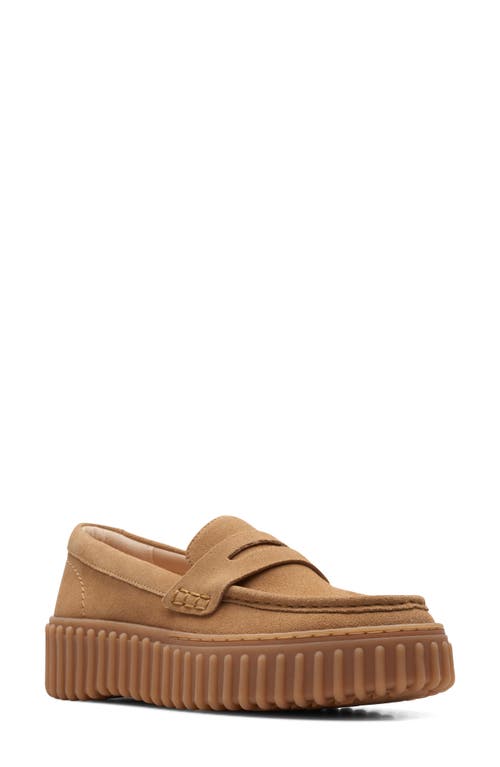 Clarks(r) Torhill Platform Penny Loafer Light Tan Suede at Nordstrom,