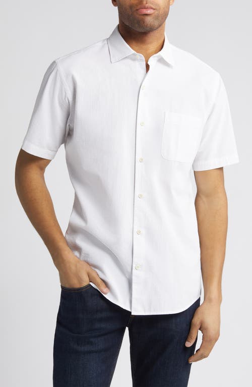 Seaward Solid Short Sleeve Seersucker Button-Up Shirt in White