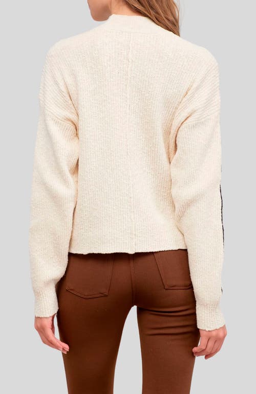 Blu Pepper Stripe Mock Neck Sweater In Oatmeal