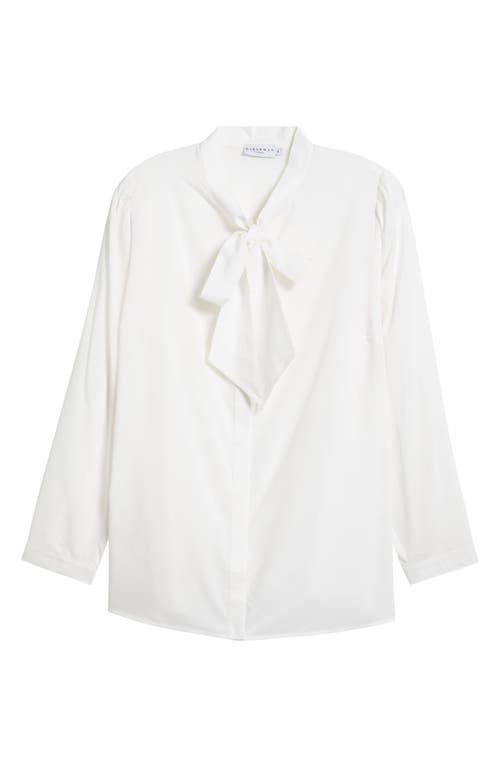 Shop Harshman Aveline Tie Neck Button-up Shirt In Ivory