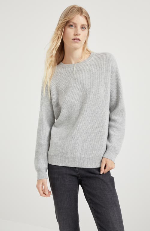 Shop Brunello Cucinelli English Rib Knit Sweater In Light Grey