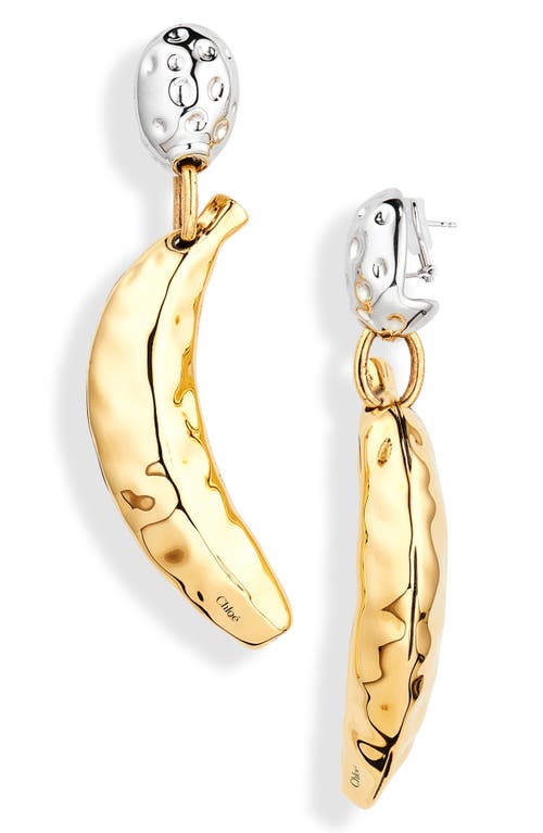 Shop Chloé Banana Drop Earrings In Silver Vintage Gold Brass